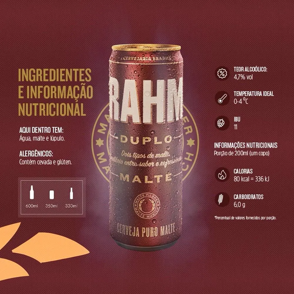 Cerveja Duplo Malte lata 350ml 12 unidades  - Imagem 3