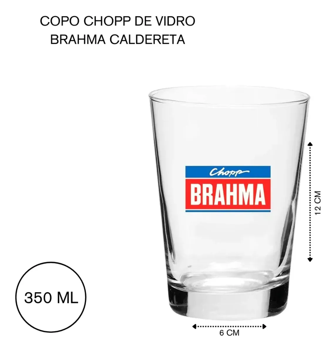 Jogo 6 Copos Vidro Chopp Brahma Oficial Premium 350ml - Imagem 3