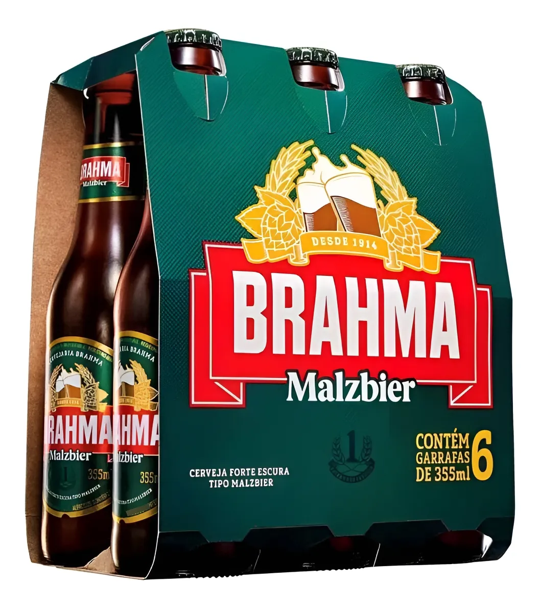 Kit 6 Cerveja Brahma Preta Malzbier Long Neck 355ml